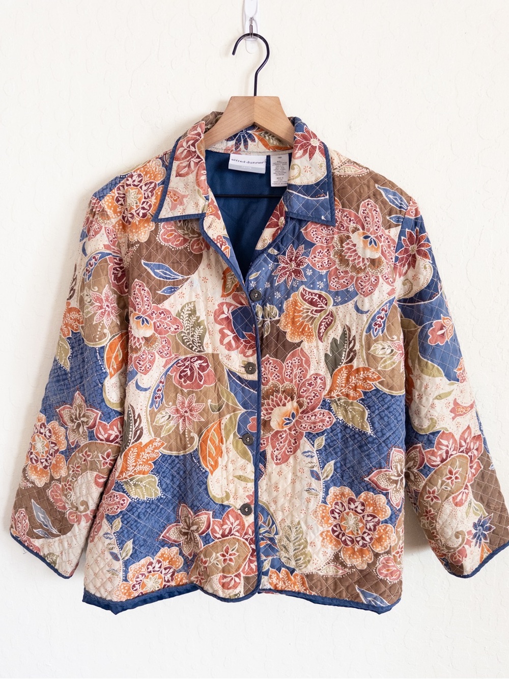 Vintage Alfred Dunner 100% Silk Quilted Floral Jacket 16 Petite Cottagecore Boho